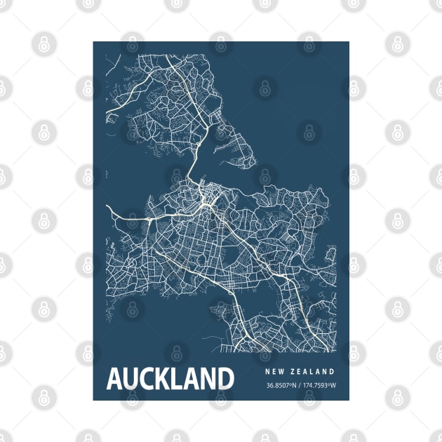 Auckland Blueprint Street Map, Auckland Colour Map Prints by tienstencil