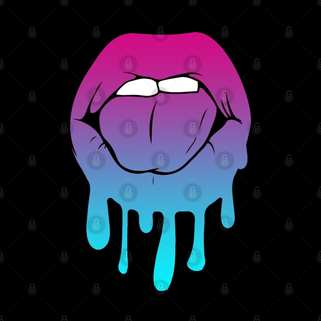 Vaporwave Dripping Lips Tongue Bite by aaallsmiles