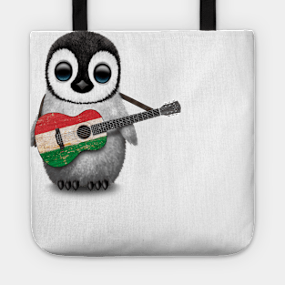 Baby Penguin Playing Hungarian Flag Guitar Tote