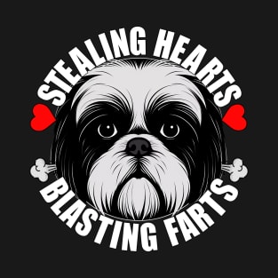 Funny Shih Tzu Stealing Hearts Blasting Farts Dog Cute Puppy T-Shirt