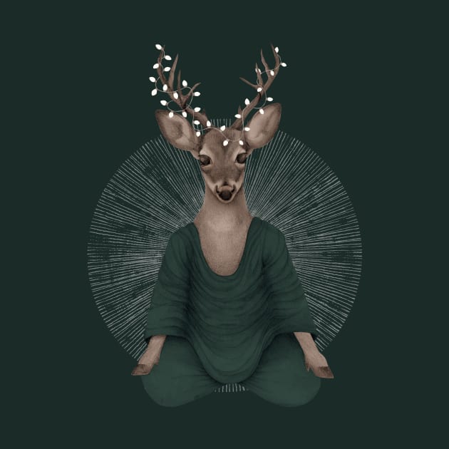 meditating deer - green by KindSpirits