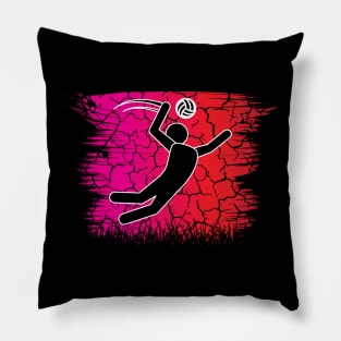 Travel back in time with beach volleyball - Retro Sunsets shirt featuring a player! Pillow