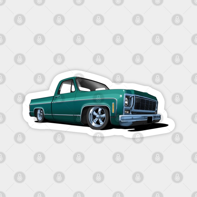 1980 Chevrolet C10 pickup in dark green Magnet by candcretro