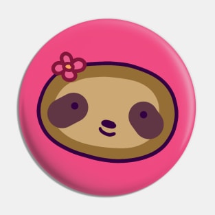 Flower Sloth Face Pin