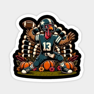 Quirky Thanksgiving Football Quarterback Turkey Magnet