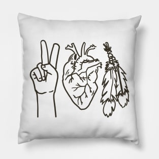 Peace Love Native Black Print no Text Pillow