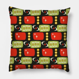 Atomic Age MCM Pattern in Black, Red, Green Pillow