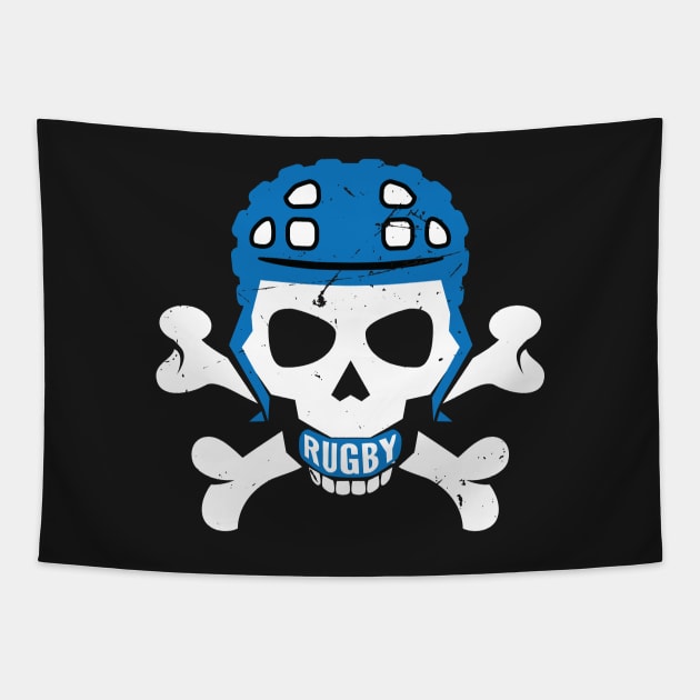 Rugby Fan Pirate Headgear Skull Tapestry by atomguy