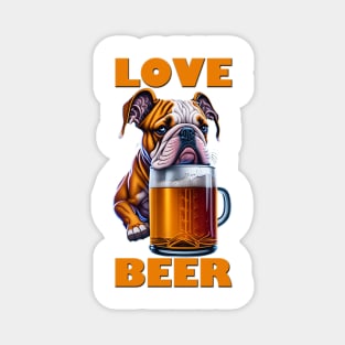 Cute Bulldog With A beer Mug Magnet