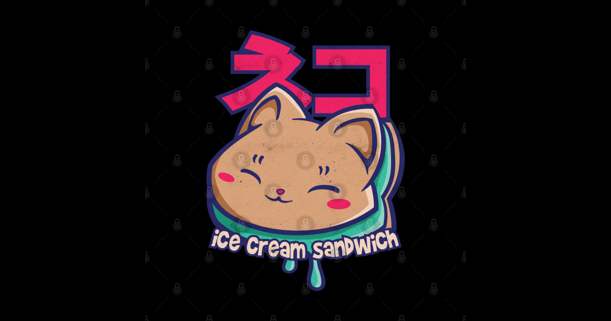 Cat Ice cream sandwich Ice Cream Sandwich Cat Sticker TeePublic