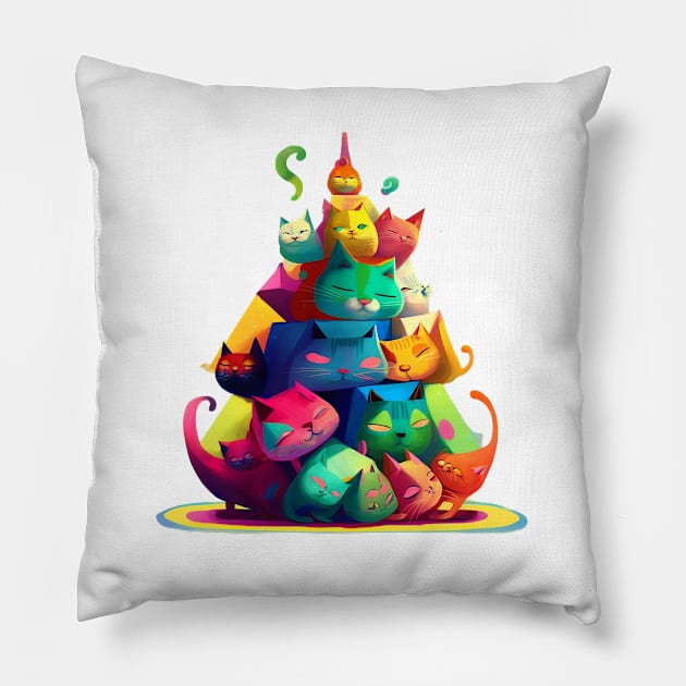 Cat Pyramid - for Cat Lovers, Cat Moms and Cat Daddies Pillow by Snoe