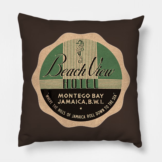 Beach View Jamaica Pillow by Midcenturydave