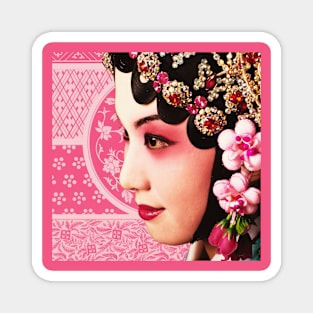 Chinese Opera Star with Blush Pink Traditional Pattern- Hong Kong Retro Magnet