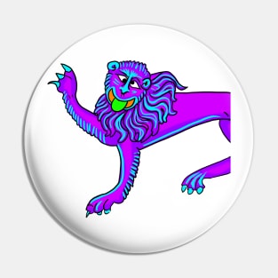 Bad Medieval Art Goofy Lion Bright Colors 90s Retro Vibe Pin