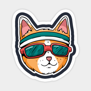 cat wearing a headband and sunglasses Magnet