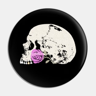 Skull and Pink Rose Pin