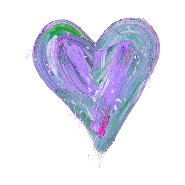 Purple and Teal Painted Heart with Splatter by DaydreamerAlley