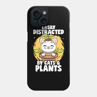 Easily Distracted By Cats & Plants Gardening Garden Botanic Phone Case