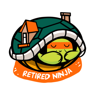 Funny turtle ninja – retired ninja (orange) T-Shirt