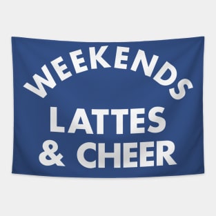 Cheerleader Weekends and Lattes Cheerleading Tapestry