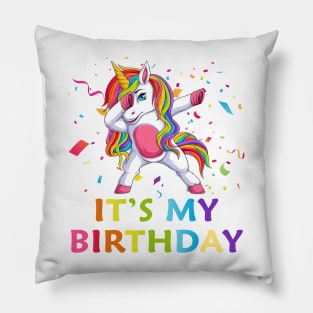 Cute Dabbing Unicorn Birthday Girl Pillow