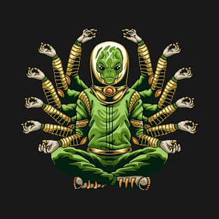 Shiva Buddha Alien doing yoga T-Shirt