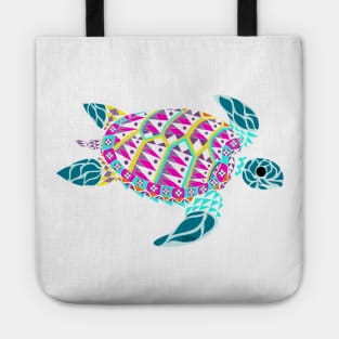 kawaii radioactive turtle in ecopop mutant pattern from the floral caribbean art Tote