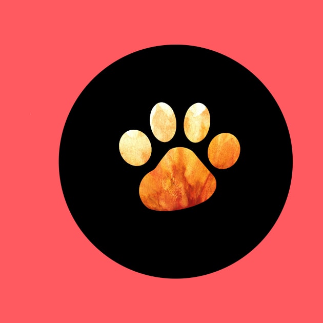 Paw Print - Fiery Orange Silhouette by SophieStockArt