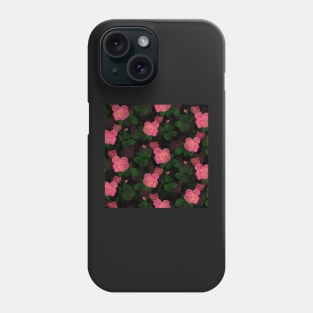 Elegant Pink Roses Floral Painting Black Design Phone Case