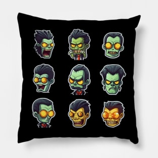 Funky Frankenstein Faces Halloween Costume Pillow