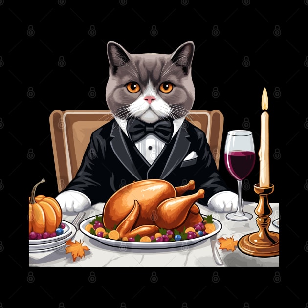 British Shorthair Cat Thanksgiving by Graceful Designs