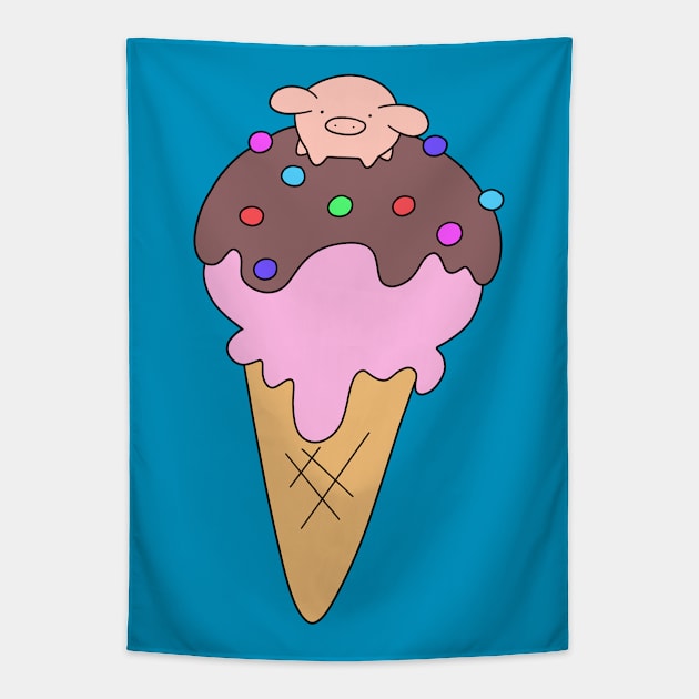 Icecream Cone Pig Tapestry by saradaboru