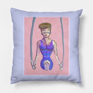 Athletic and muscular young gymnast at the olympic games illustration Pillow