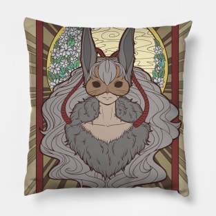 Moon Bunny Illustration Pillow