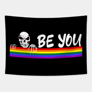 Be You Skeleton Rainbow, LGBTQ Halloween Tapestry