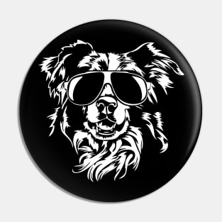 Border Collie with sunglasses cool dog Pin