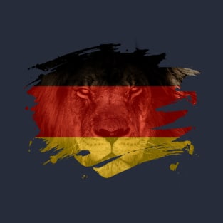 Germany Flag & African Lion Picture - German Pride Design T-Shirt