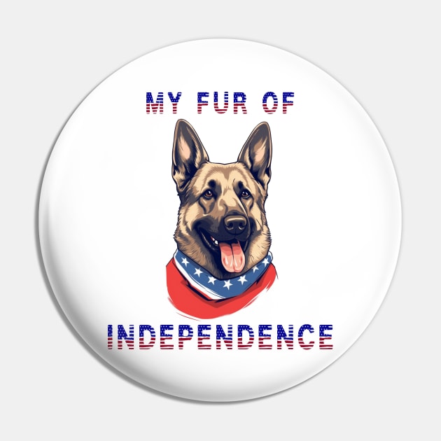 German Shepherd Funny USA Flag 4th of July Fur Of Independence Pin by Sniffist Gang