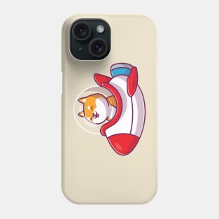 Cute Shiba Inu Riding Rocket Phone Case