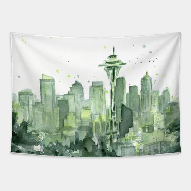 Seattle Watercolor Tapestry by Olechka