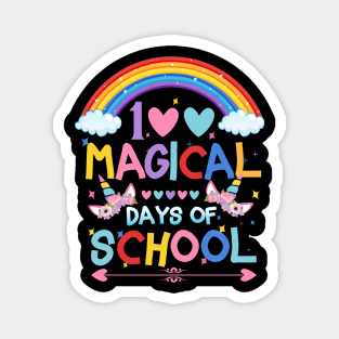 100th Day Of School, Magical Rainbow Unicorns Student Teacher Magnet