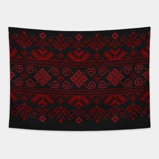 Palestinian Jordanian Traditional Realistic Embroidery Tatreez Art Design #11 red Tapestry