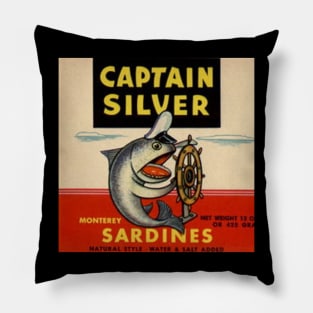 CAPTAIN SILVER Vintage Sardine Label Cannery Row Monterey Pillow