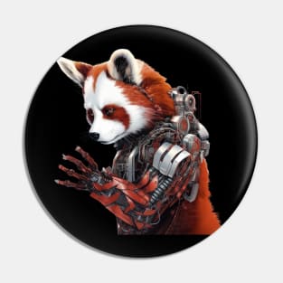 Mechanized Marvel: Red Panda Cyborg Pin