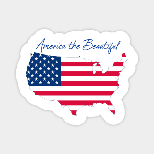 America the Beautiful T-Shirt, 4th of America the Beautifl July, Patriotic Vintage Syle American Flag Shirt Magnet