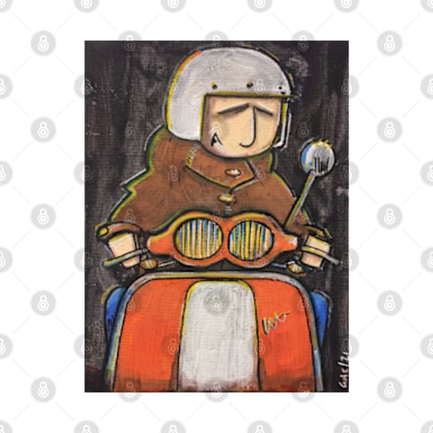 Retro Scooter, Classic Scooter, Scooterist, Scootering, Scooter Rider, Mod Art by Scooter Portraits