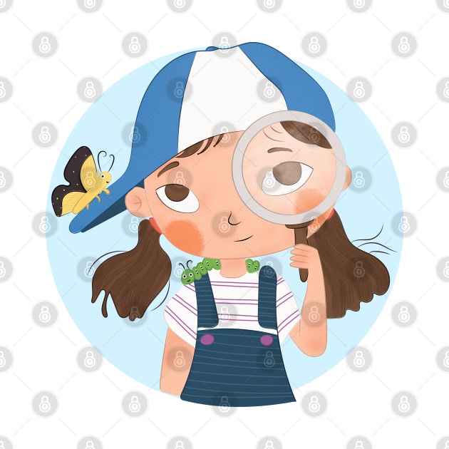 Adventure For A Girl With Blue Cap And Her Butterfly by IstoriaDesign