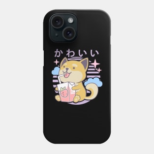 Kawaii Aesthetics Japanese Strawberry Milk Shake かわいい Dog - Violet - Strawberry Milk Phone Case