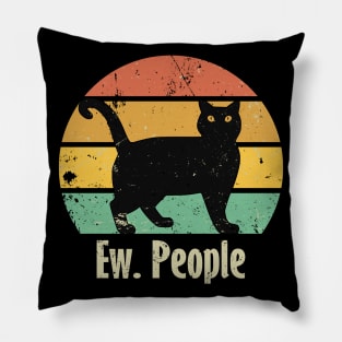 Funny Ew People Black Cat Pillow