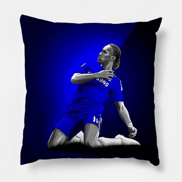 Didier Drogba - Chelsea Premier League Football Artwork Pillow by barrymasterson